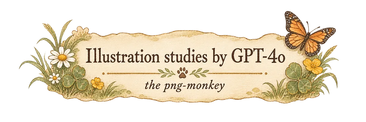 Illustration studies by GPT-4o, the png-monkey